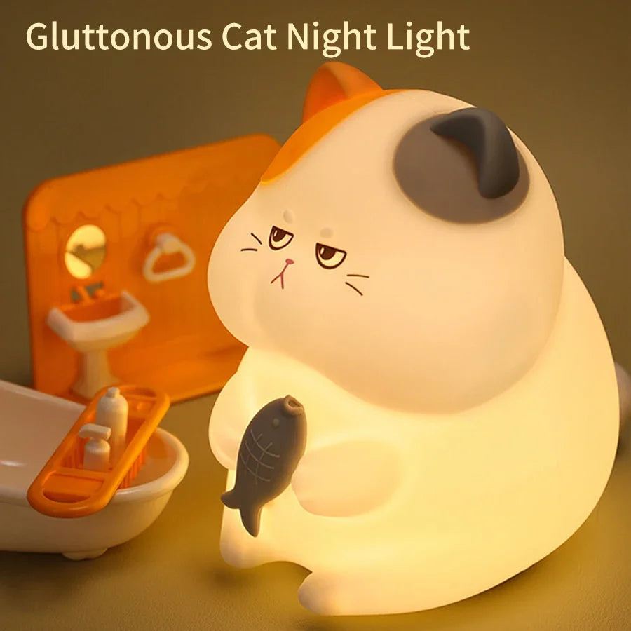 Gluttonous Cat Silicone Night Light