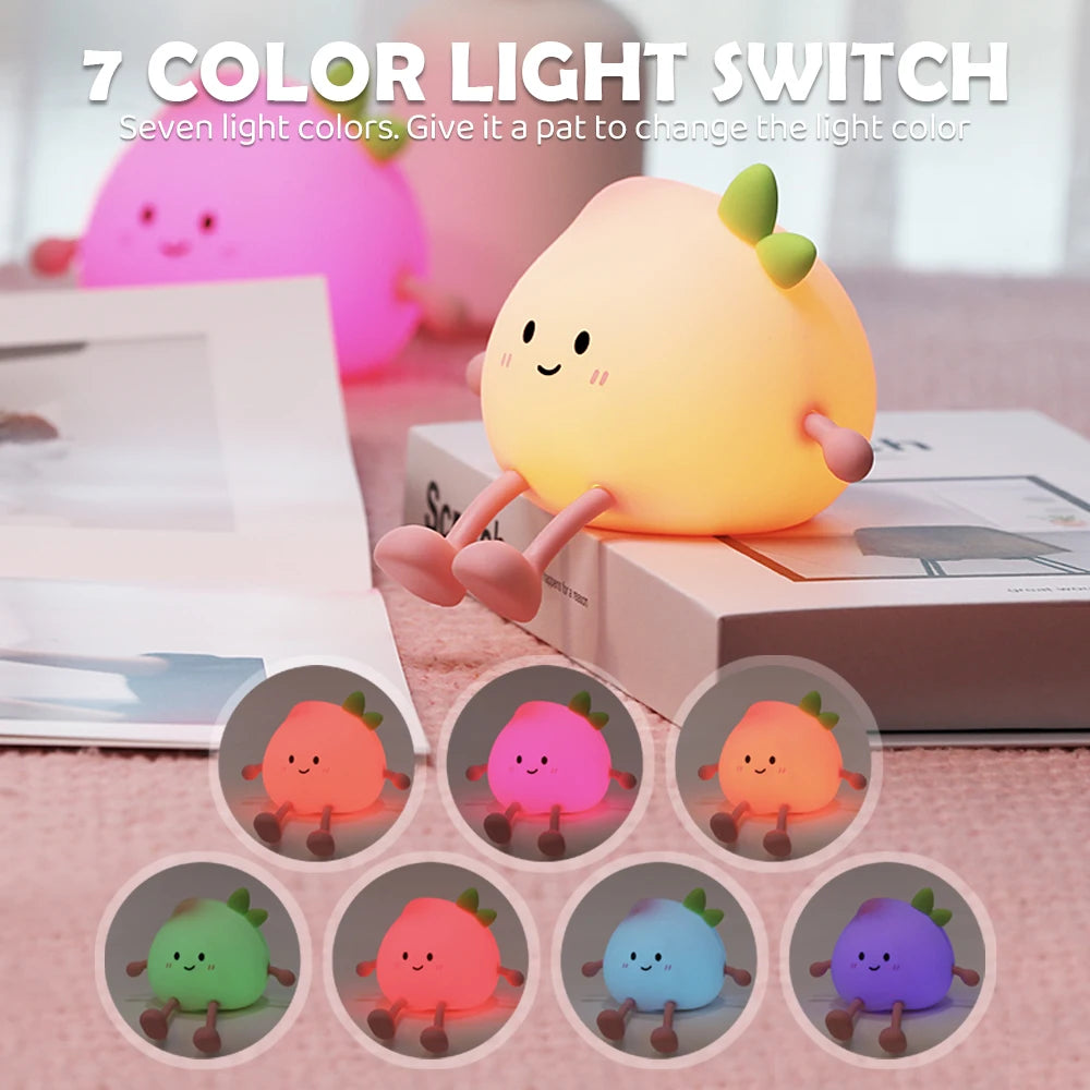 Cute Peach Silicone Night Light