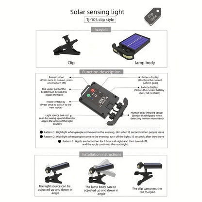 Smart Motion Sensor Outdoor Solar Clip Light