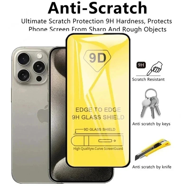 5PCS 9D Tempered Glass For iPhone