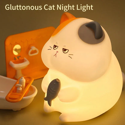 Gluttonous Cat Silicone Night Light