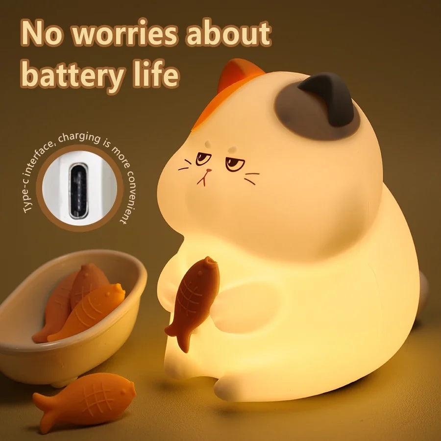 Gluttonous Cat Silicone Night Light
