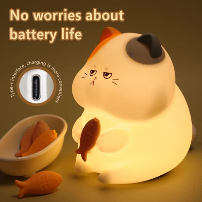Gluttonous Cat Silicone Night Light