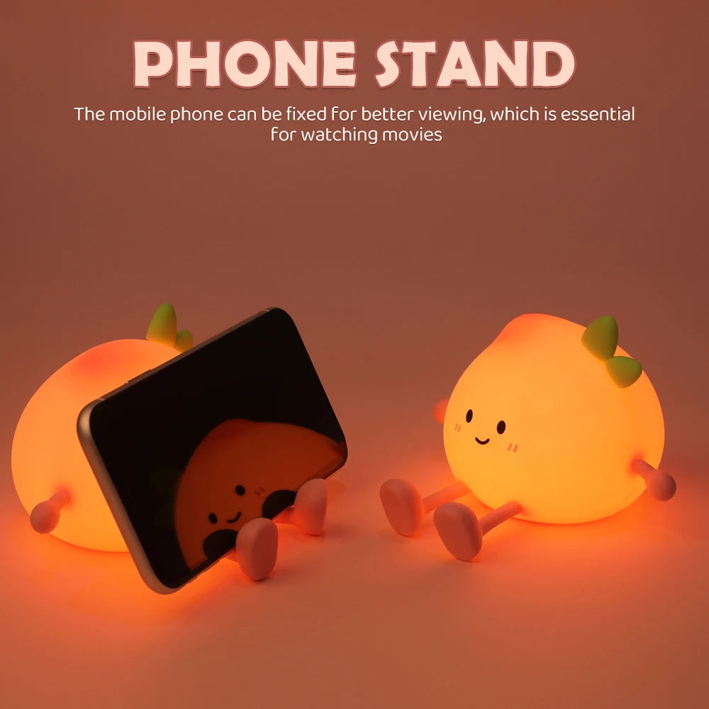 Cute Peach Silicone Night Light