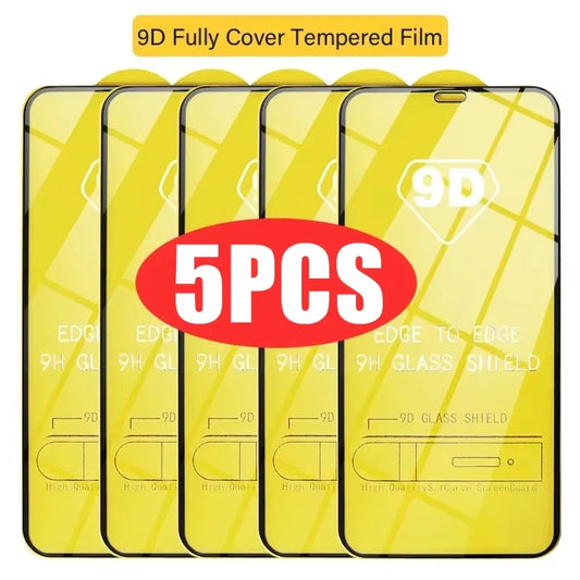 5PCS 9D Tempered Glass For iPhone
