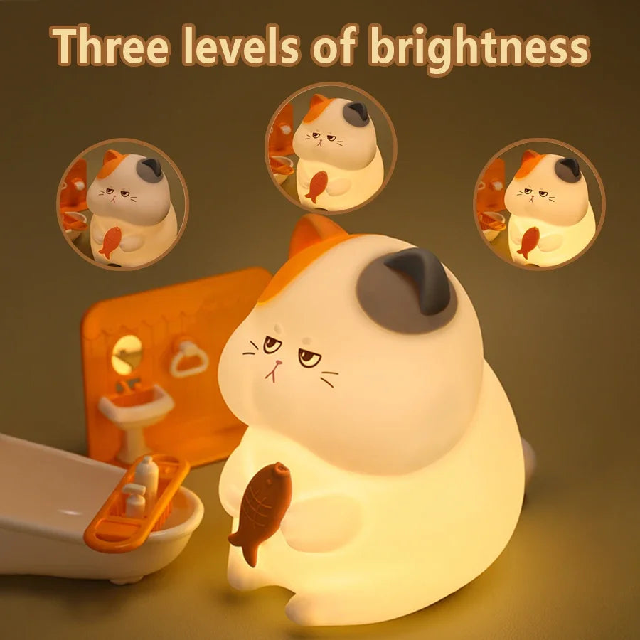 Gluttonous Cat Silicone Night Light