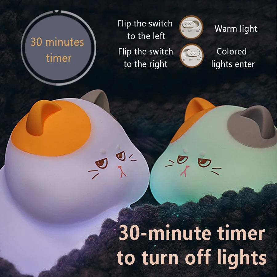 Gluttonous Cat Silicone Night Light