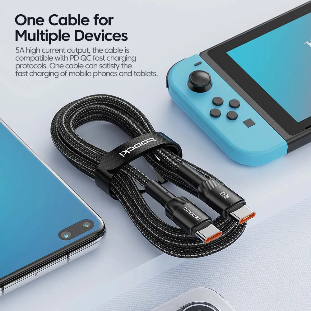 100W Quick Charge Type C to USB C Cable