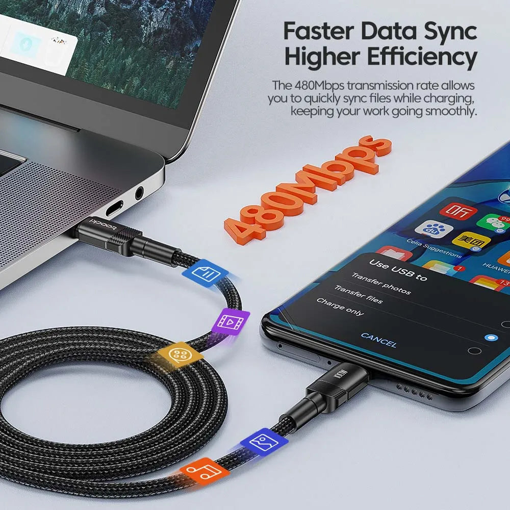 100W Quick Charge Type C to USB C Cable