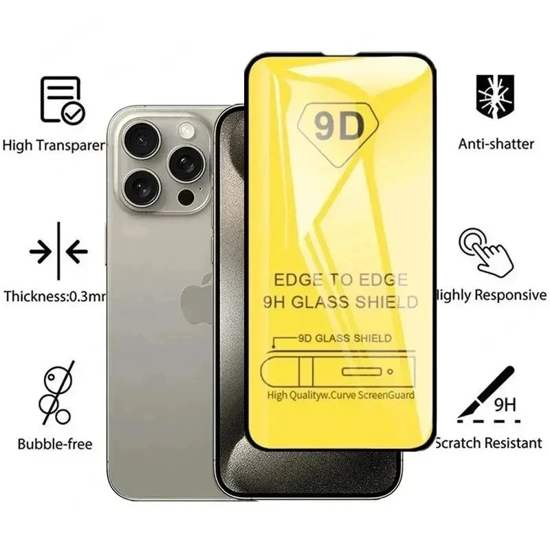 5PCS 9D Tempered Glass For iPhone